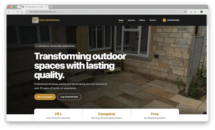 LMT Groundworks website from Nexar’s portfolio